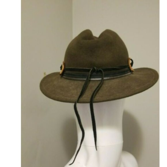 Vtg Sima International 100% Wool Fedora Hat w/ Leather/ fabric Trim Sz S (7.25") - Picture 6 of 11
